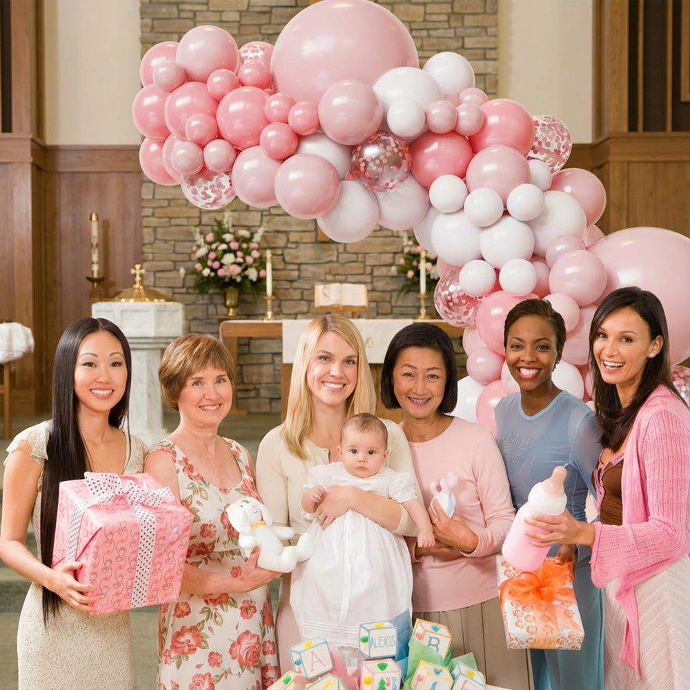 FQZYLCH pink confetti 12 inch balloons with festive sparkle