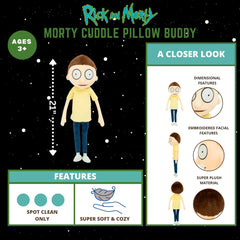 Rick Sanchez 3D detail on Franco plush showcases iconic hair and outfit.