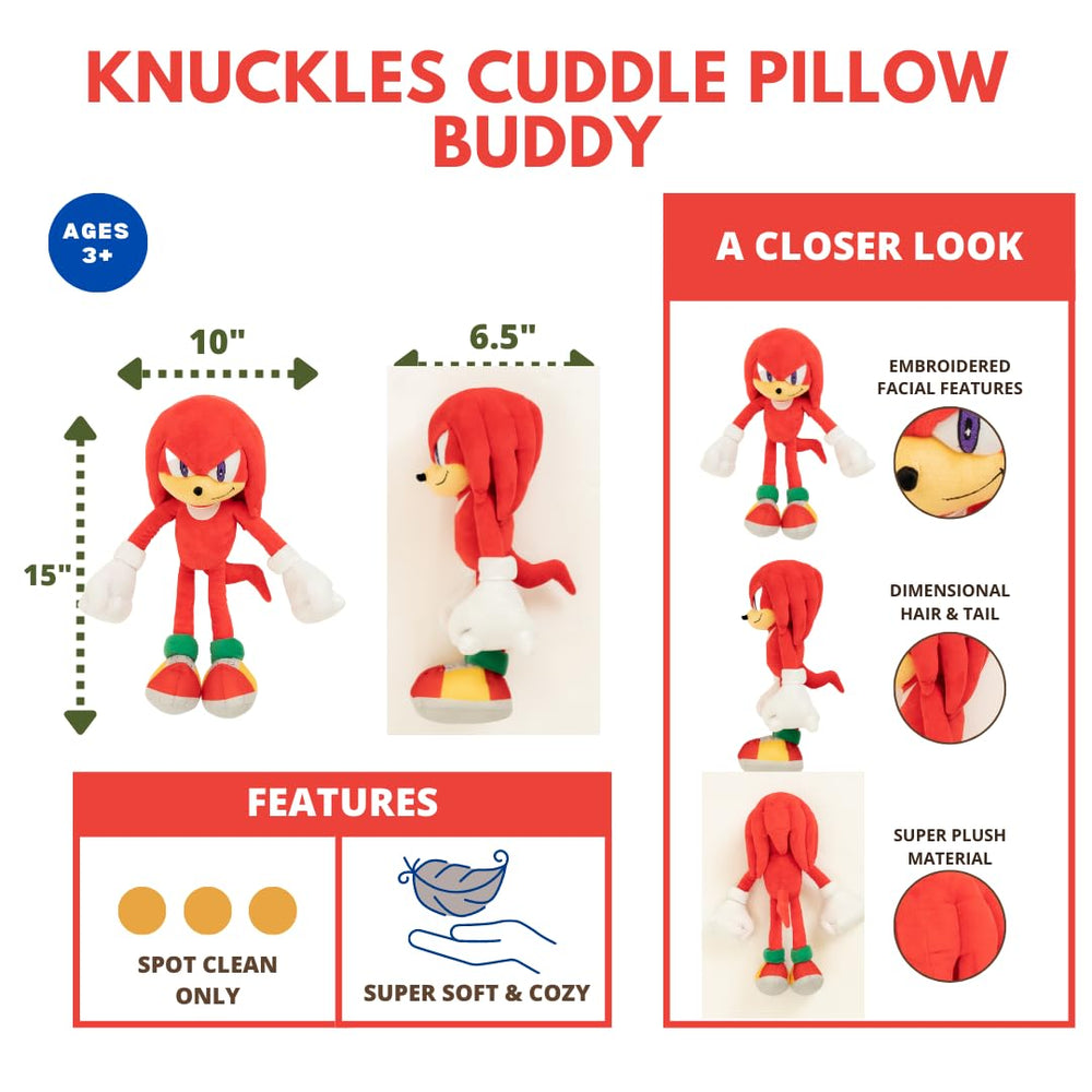 Franco Sonic Knuckles pillow with soft plush material for bedtime comfort.
