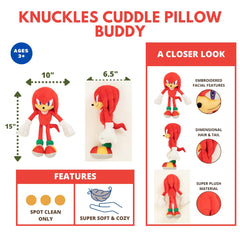Franco Sonic Knuckles pillow with soft plush material for bedtime comfort.