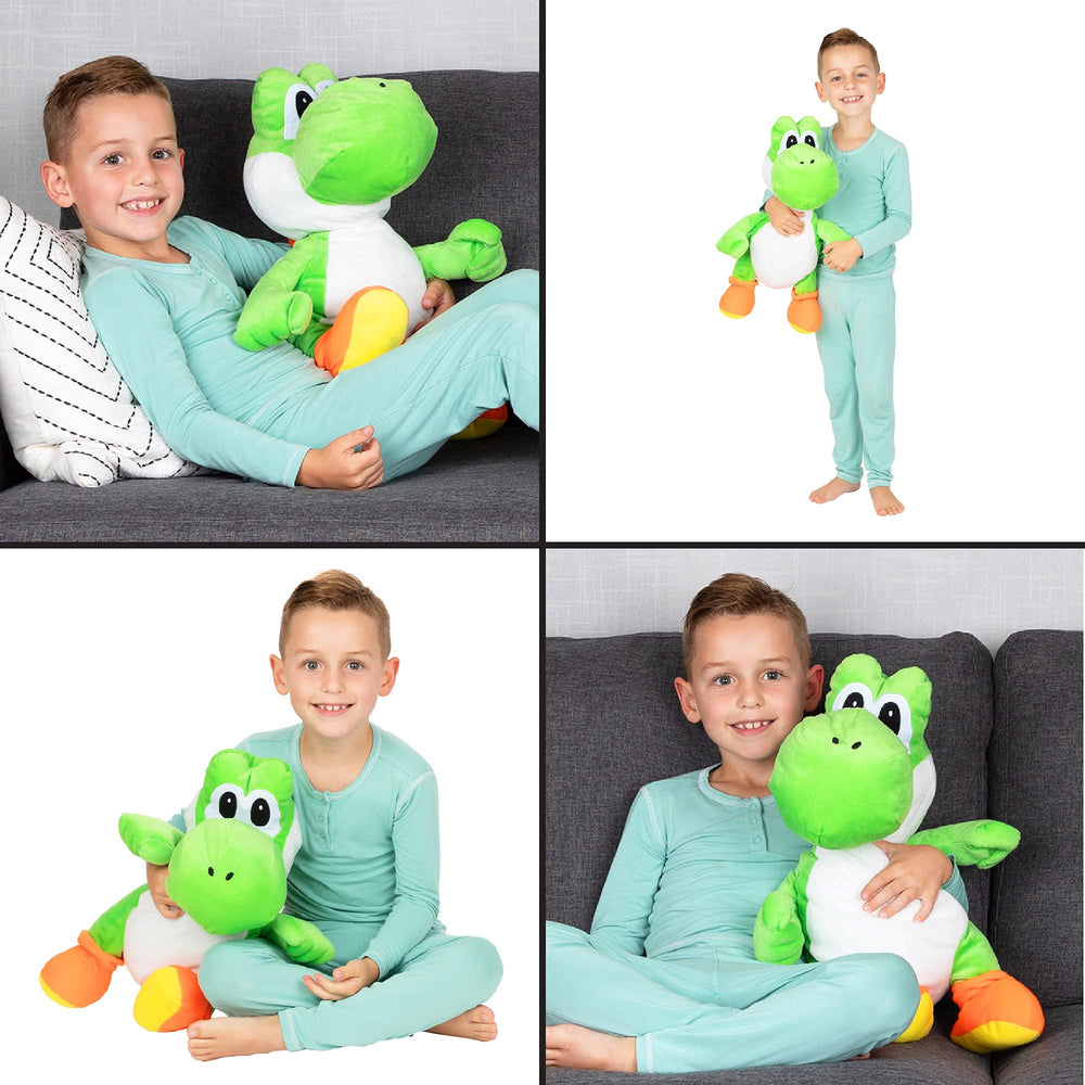 Franco Yoshi cuddle pillow soft plush material for cuddling.