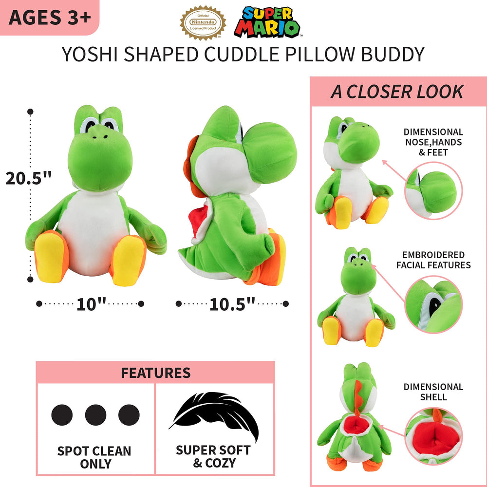 Franco Yoshi cuddle pillow with zippered pocket for storage.