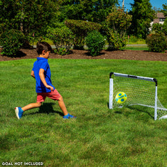 Backyard play with the Franklin Probrite mini foam soccer ball for family fun.
