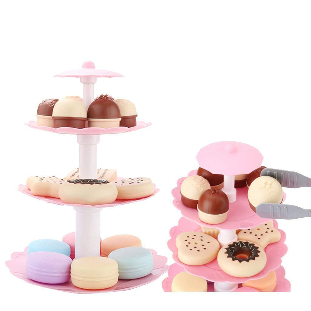 FRECI 3-tier cookies and desserts stand shown in close-up for play food focus.