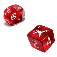 Blade Runner dice on a dim table, enhancing neon-noir atmosphere.