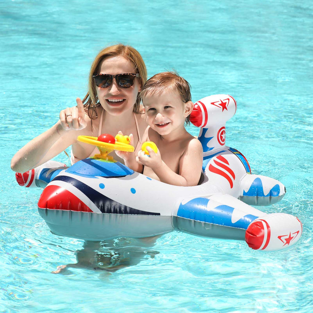 Free Swimming Baby Swimbobo airplane pool float white for toddlers.