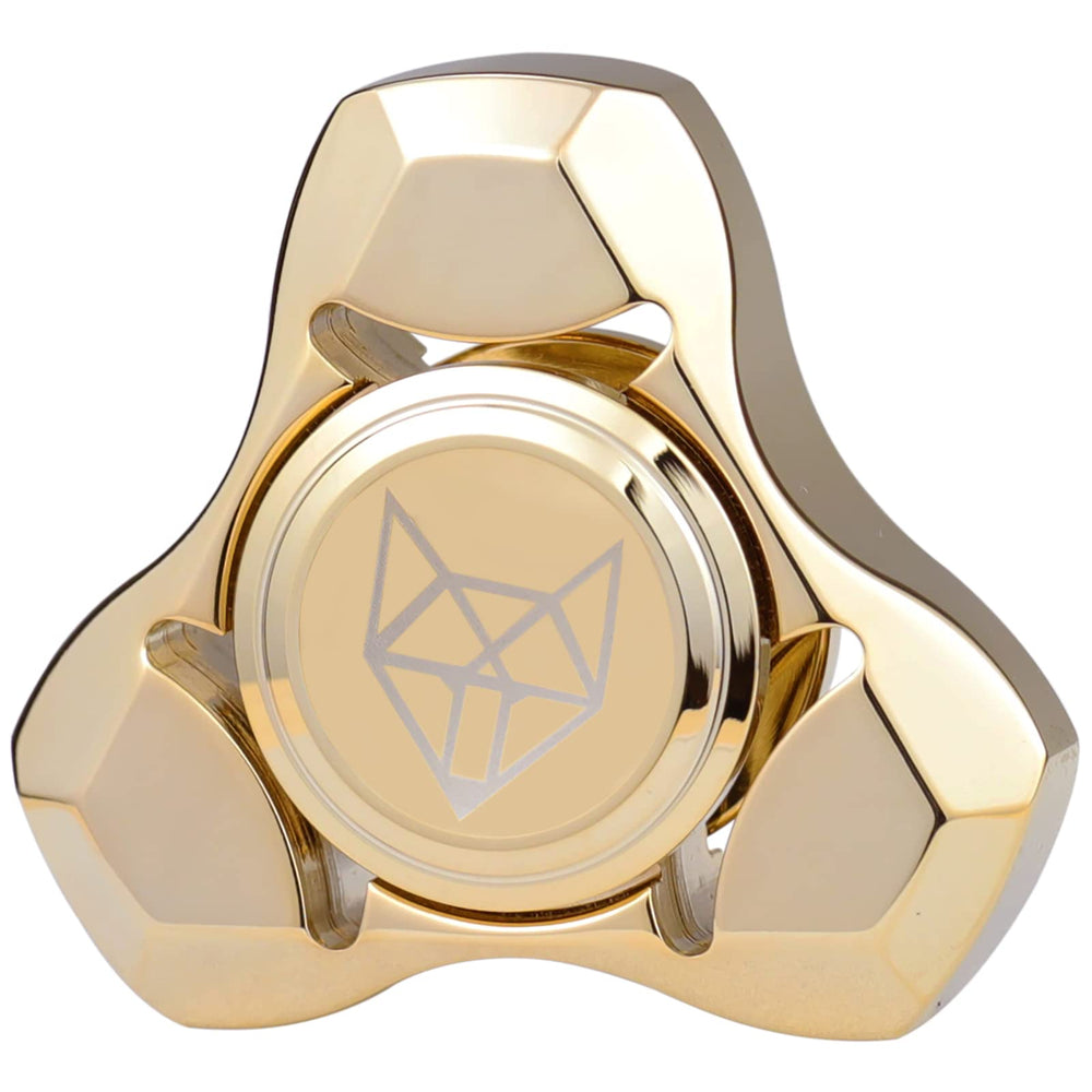 FREELOVE metal fidget spinner gold close-up with smooth stainless steel finish for adults