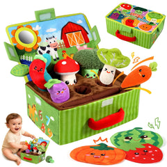 FREYBLI soft garden plush with colorful vegetables for tactile exploration