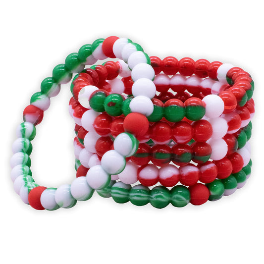 FROG SAC 6-beaded Christmas bracelets in festive mix for kids' outfits