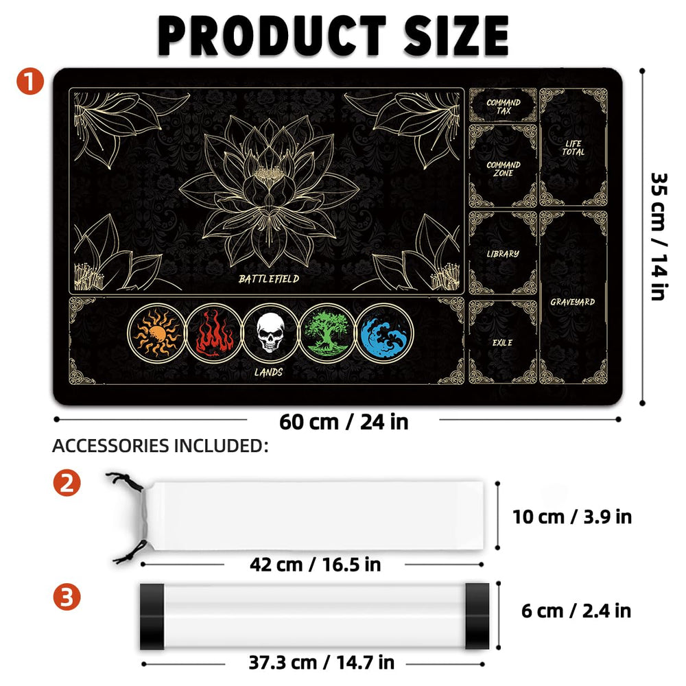Close-up of lotus artwork on FROGIGO MTG playmat for immersive visuals