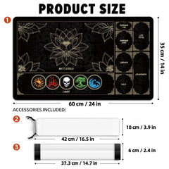 Close-up of lotus artwork on FROGIGO MTG playmat for immersive visuals