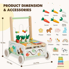 Frogprin adjustable-speed wooden walker adapting to beginner steps