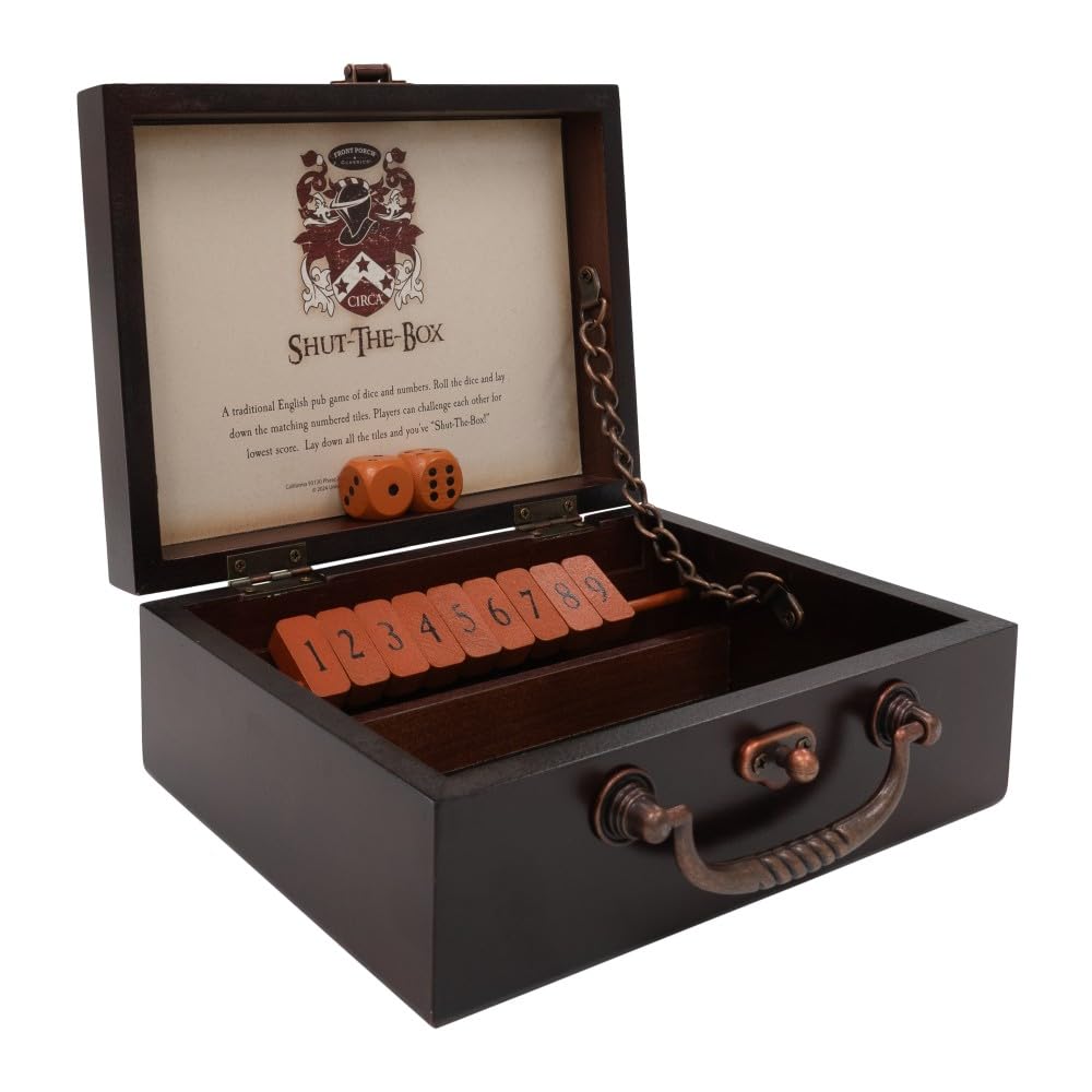 Front Porch Classics Circa Shut the Box box with hinged lid for elegant travel play