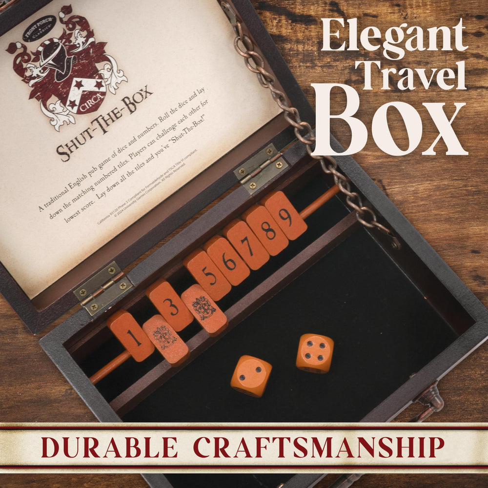 Front Porch Classics Circa Shut the Box with tiles and dice for unplugged entertainment