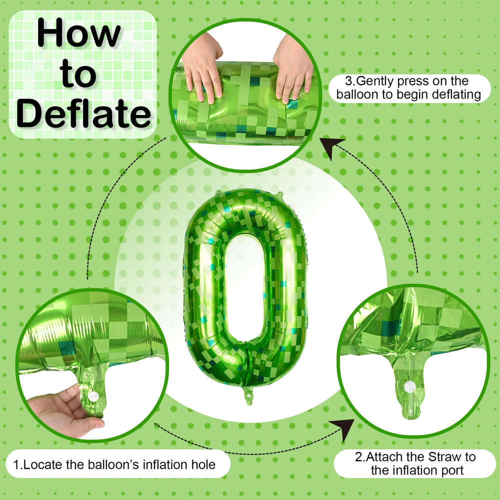 Froova number 0 balloon matches forest, video game, and St Patrick themes.