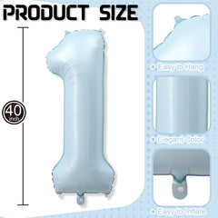 Froova matte blue number balloon self-inflating for quick setup.