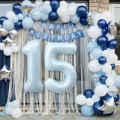 Froova mylar number balloon 15 in blue for long-lasting decor.