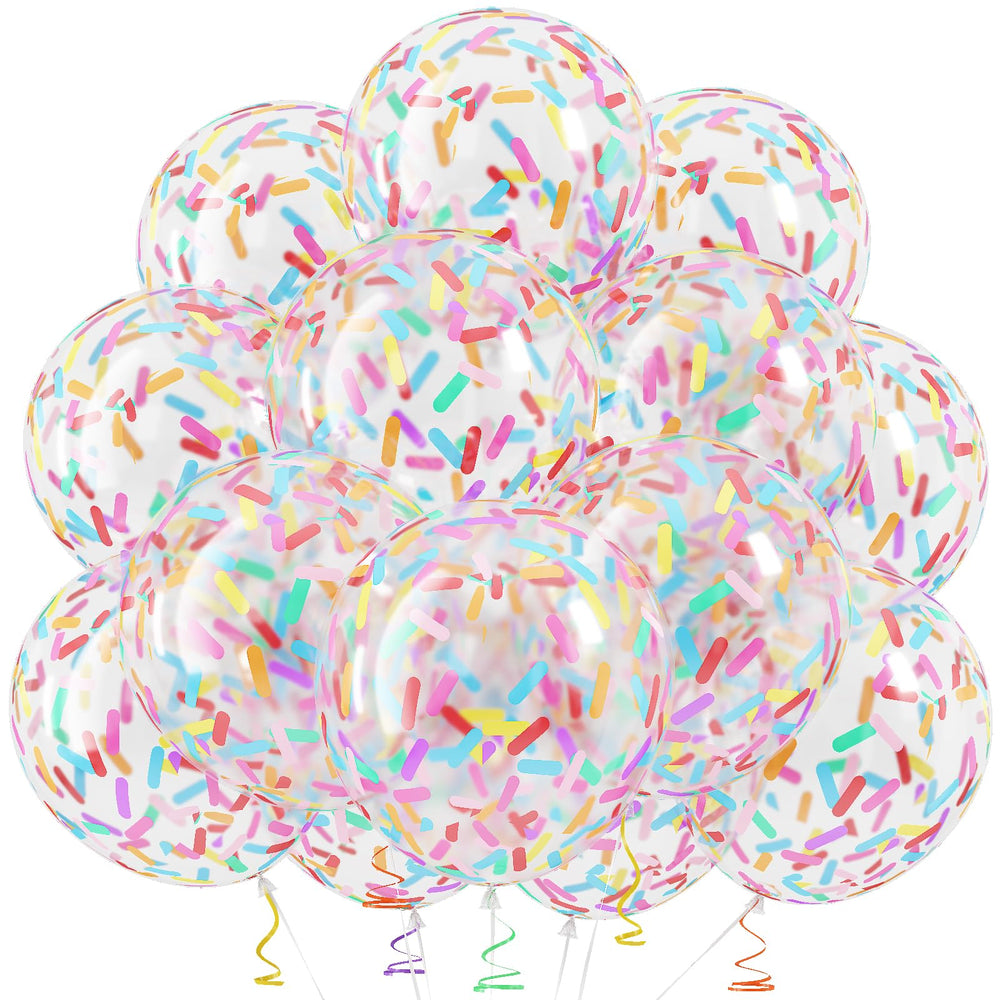 Froova Rainbow Confetti Balloons 12in add bright festive color to celebrations.
