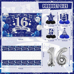 FrozzlyFun 16th foil balloons add metallic shine to centerpieces.