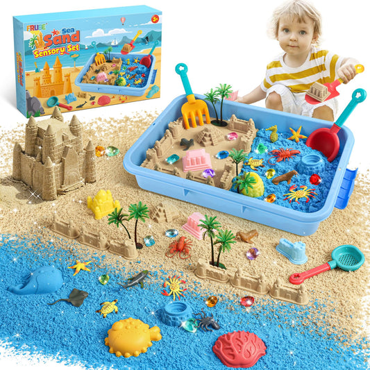 FRUSE Ocean Sensory Bin invites imaginative ocean play with colorful sand and characters.