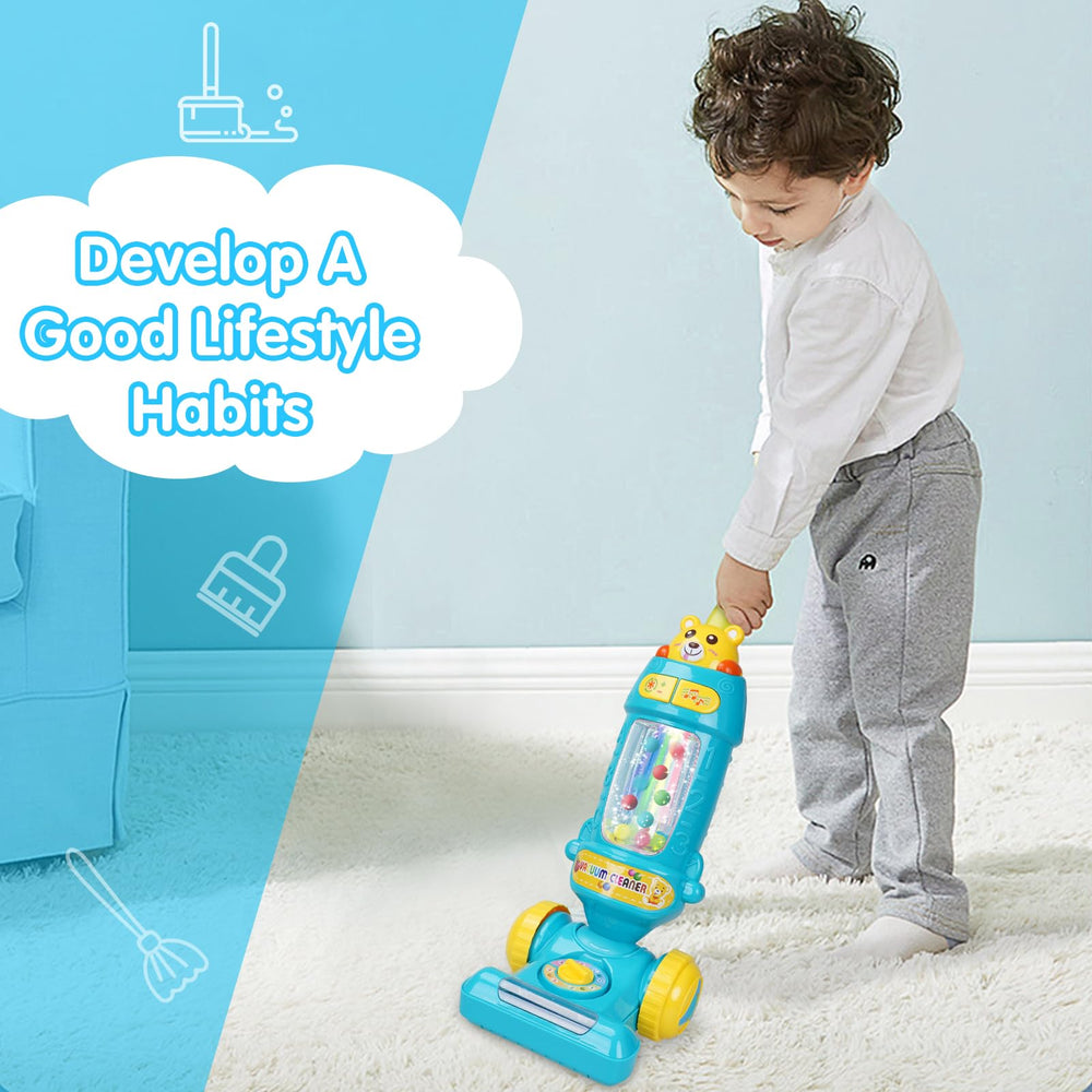 FS vacuum toy tilt motion mimics real cleaning in play.