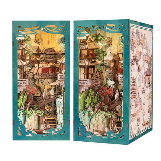 Fsolis Book Nook Kit assembly steps showcase for home decor inspiration