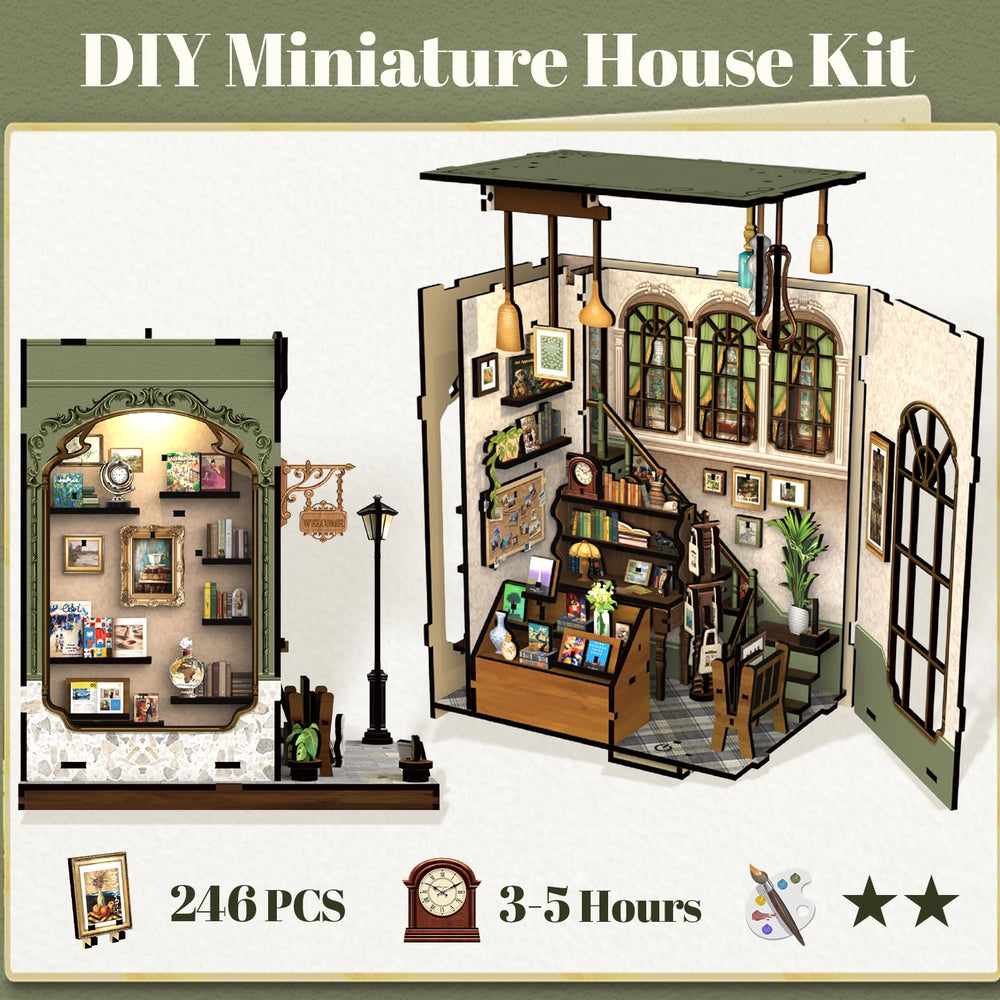 Fsolis Book Nook Kit assembly step—guided setup for beginners.