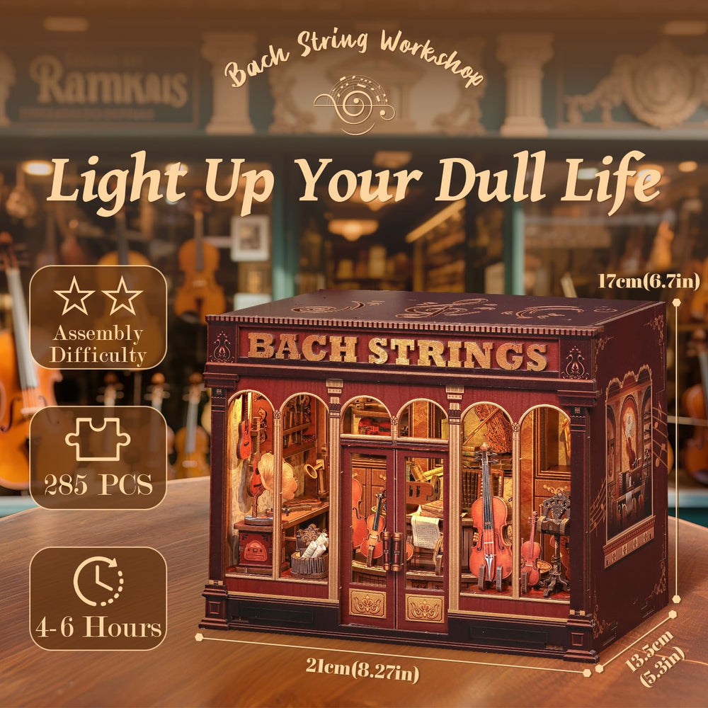 Fsolis Book Nook Kit open-scene showcases a charming decorative miniature