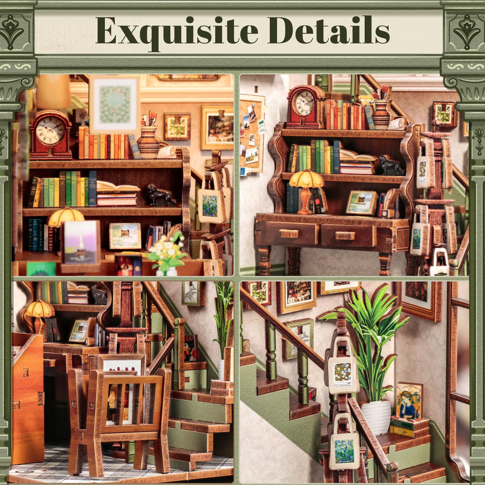 Fsolis Book Nook Kit shelf decor—enchanting bookshelf display.