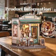 Fsolis Book Nook Kit Sunny Cafe diorama detail with warm ambience