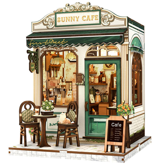 Fsolis Book Nook Kit Sunny Cafe front view for a cozy reading corner