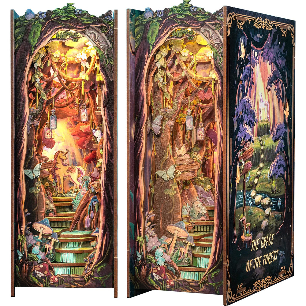 Fsolis Book Nook Kit wooden house ready for shelf display