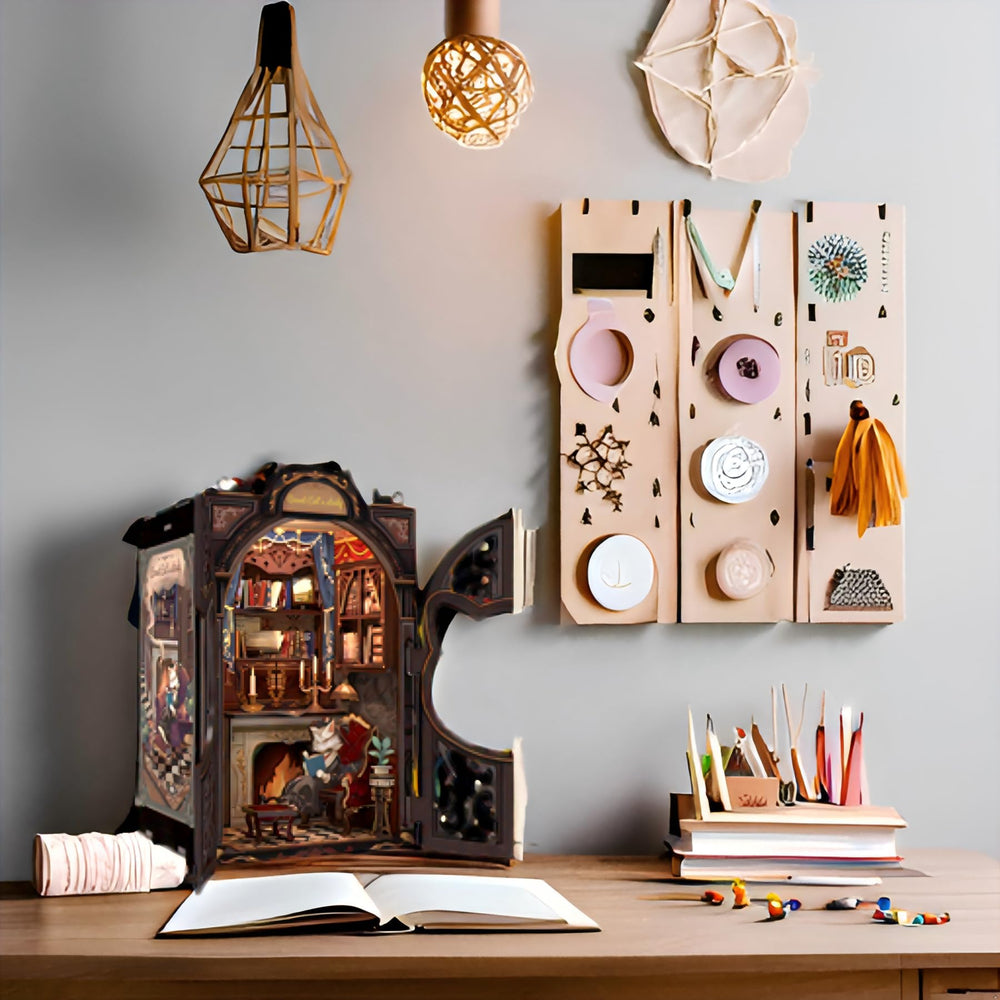 Fsolis bookshelf decor: miniature scene enhances display on any shelf.