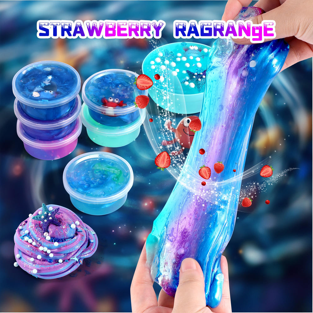 fsutvitg ocean slime kit sparkle slime close-up highlighting shine and texture