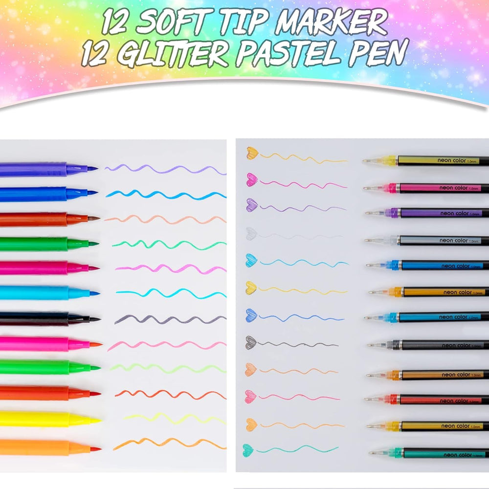 FTBox portable unicorn pencil case with four zipper compartments for tidy kits