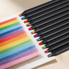 FUAOIS rainbow pencils featuring durable black wood for longer life.