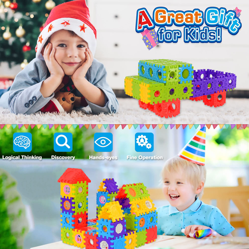 FUBAODA interlocking bricks support counting, sorting, and color recognition during play.