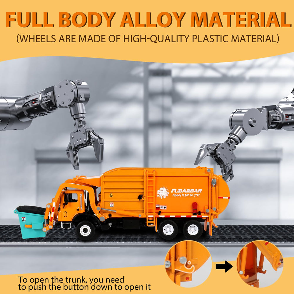 FUBARBAR garbage truck toy with opening doors for interactive play