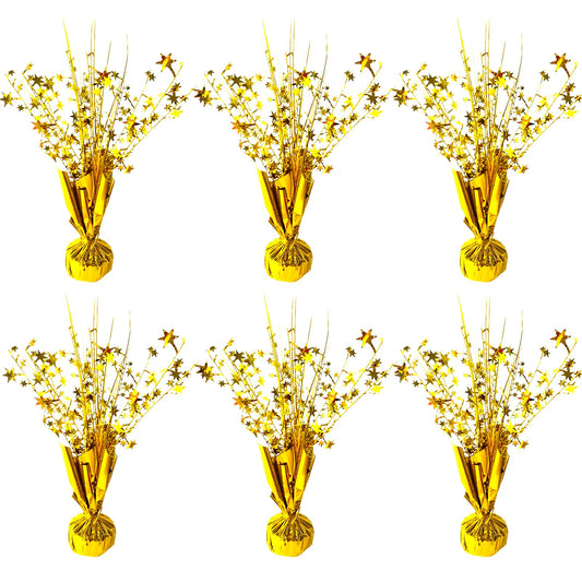 FUBININA gold star spray centerpiece six-pack on a festive table, ideal for celebrations