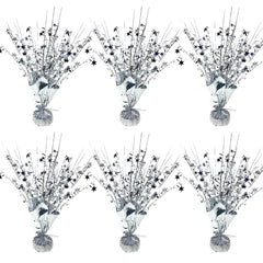 FUBININA star centerpieces silver 6-pack add festive shimmer to any table at birthdays and holidays.