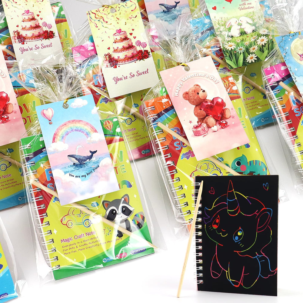 Fudragtn rainbow scratch-art notebook sparks imaginative art sessions.