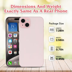 Pink rainbow front dummy phone close-up highlights safe, kid-friendly pretend play