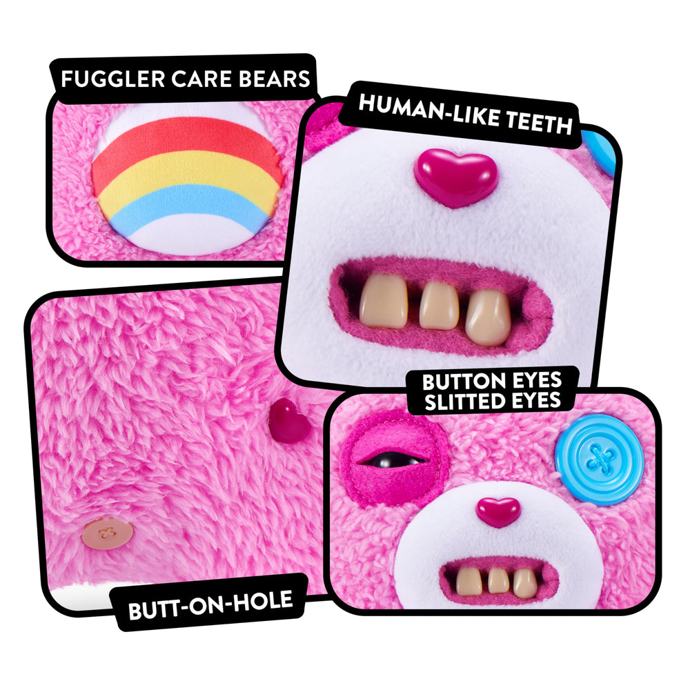 Fuggler Care Bears 9-inch plush dual-tone grin, funny display piece.
