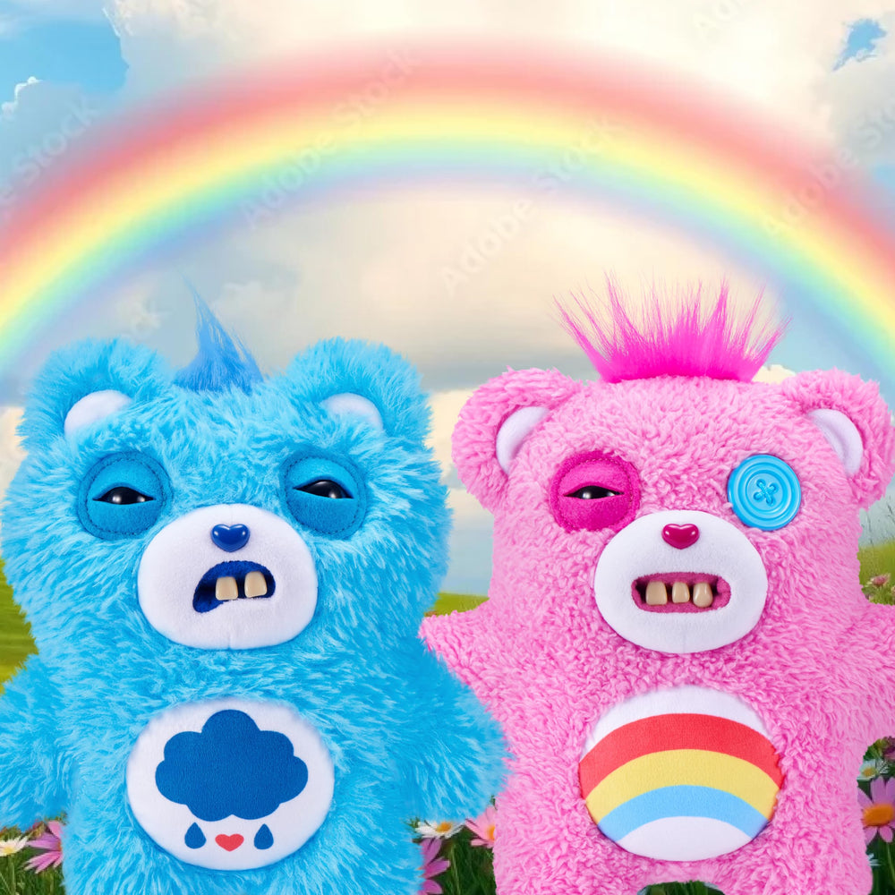 Fuggler Care Bears 9-inch plush collection shot, perfect for a crossover display.