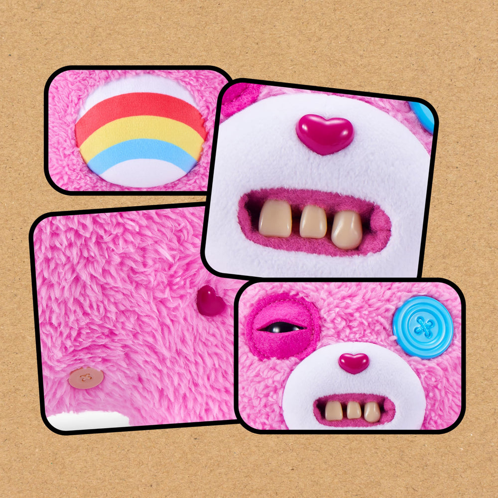 Fuggler Care Bears 9-inch plush soft texture close-up, highlighting ultra-soft fabric.