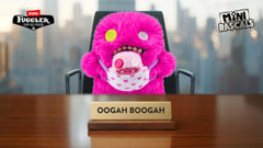 Fuggler Oogah Boogah pink long pile plush a collectible with mischievous charm.
