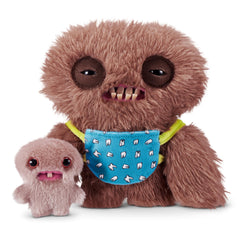 Fuggler Mini Rascals Squidge Brown Long Pile plush is ultra soft for cuddly play.