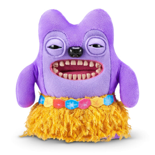 Fuggler Vacay Vibes Greedy Grinner purple front view for display and gifting.