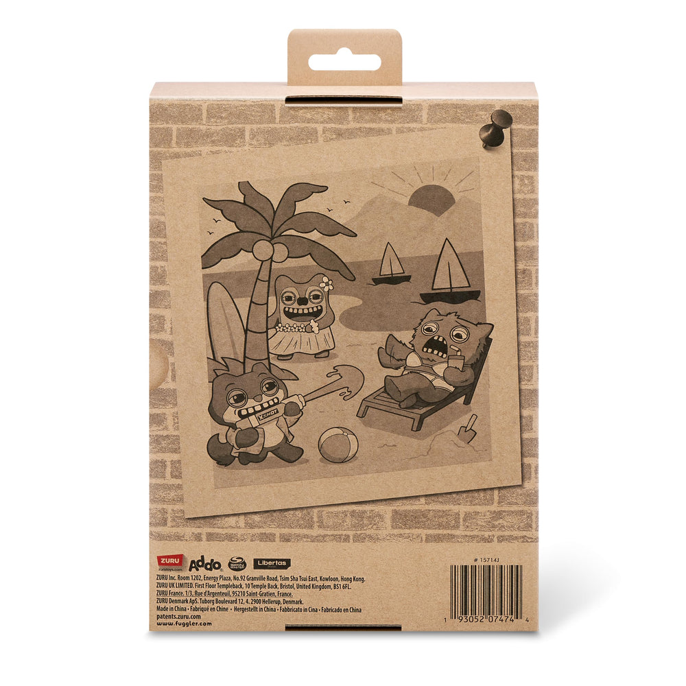 Fuggler Vacay Vibes Hedge Grog Cream in a suitcase scene suggesting travel fun