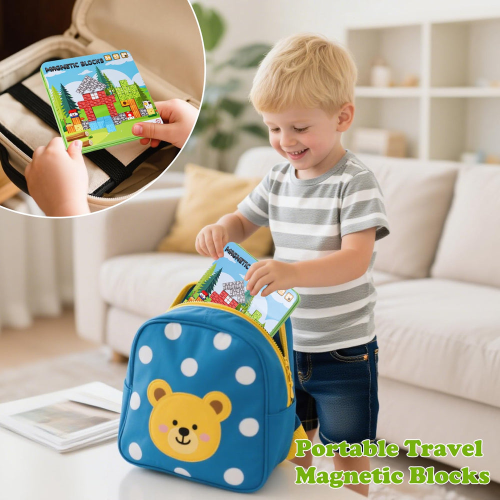 Fuliuyu travel magnetic tiles with metal storage box support tidy, portable STEM play anywhere.